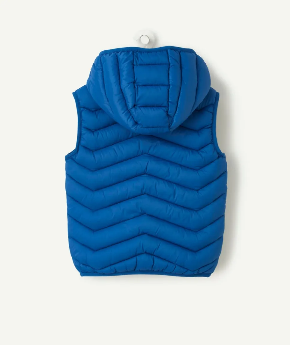 Doudoune à capuche sans manches garçon en rembourrage recyclé bleue