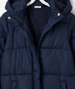 Doudoune longue fille bleu marine