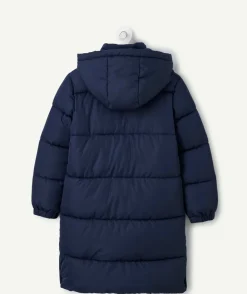 Doudoune longue fille bleu marine