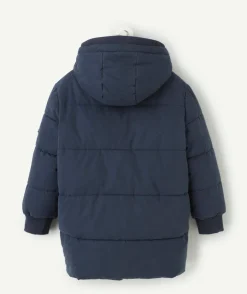 Doudoune longue garçon en rembourrage recyclé bleu marine
