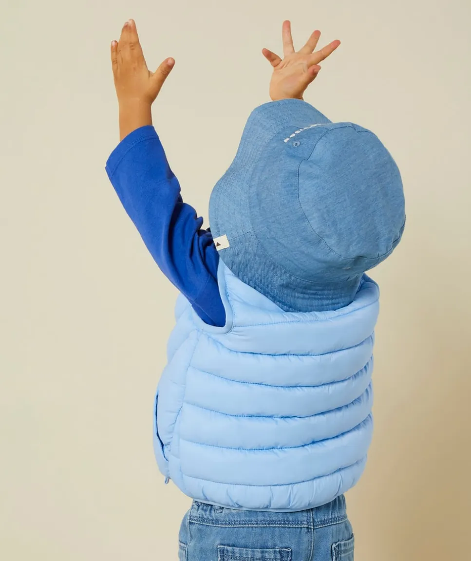 Doudoune sans manches bébé garçon rembourrage recyclé bleu pastel