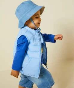 Doudoune sans manches bébé garçon rembourrage recyclé bleu pastel