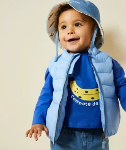 Doudoune sans manches bébé garçon rembourrage recyclé bleu pastel