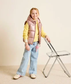 Doudoune sans manches fille rose