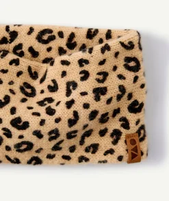 Echarpe bébé fille imprimé léopard beige