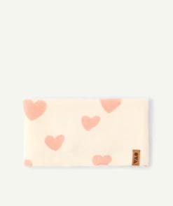 Echarpe fille écru imprimé cœurs