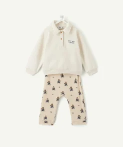 Ensemble bébé garçon écru imprimé loup