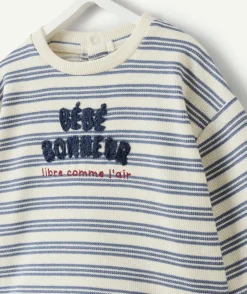 Ensemble bébé garçon rayé message brodé