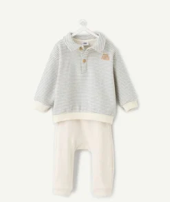Ensemble bébé garçon sarouel rayé col polo