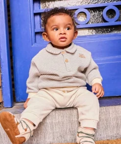Ensemble bébé garçon sarouel rayé col polo