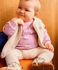 Ensemble bébé garçon violet et écru