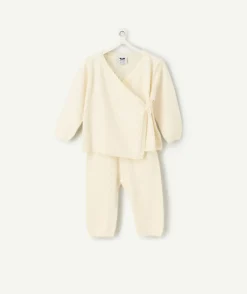 Ensemble cache-coeur naissance fille écru