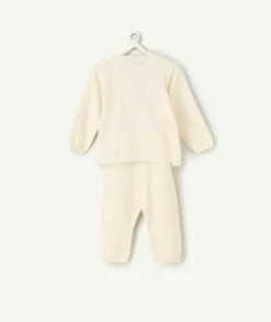 Ensemble cache-coeur naissance fille écru