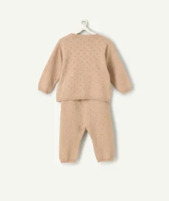 Ensemble cache-coeur naissance fille marron
