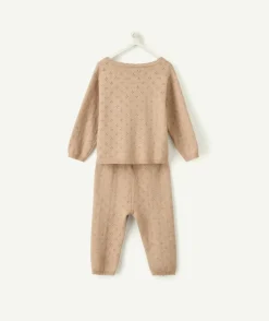 Ensemble cache-coeur naissance fille marron