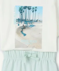 Ensemble garçon imprimé blanc et vert