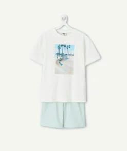 Ensemble garçon imprimé blanc et vert