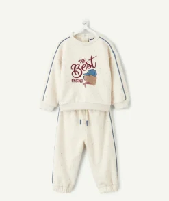 Ensemble jogging bébé garçon écru imprimé