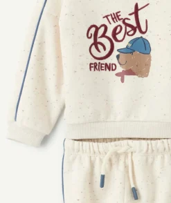 Ensemble jogging bébé garçon écru imprimé