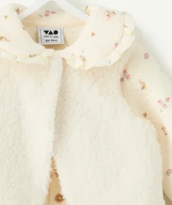 Ensemble naissance fille écru imprimé fleuri