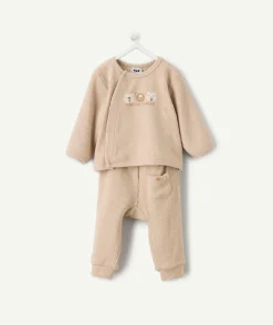 Ensemble naissance garçon beige imprimé oursons