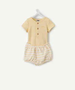Ensemble naissance garçon jaune rayé