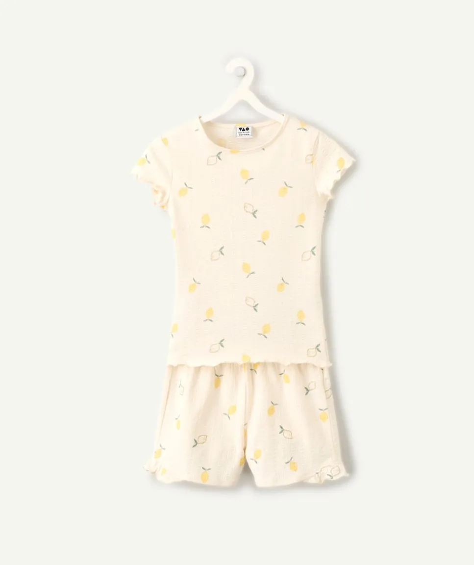 Ensemble pyjama fille coton imprimé citron