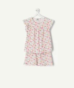 Ensemble pyjama fille coton imprimé floral