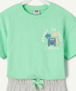 Ensemble pyjama garçon vert imprimé surf
