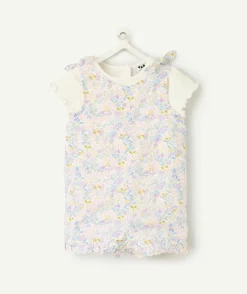 Ensemble salopette bébé fille imprimé fleuri