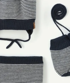 Ensemble tricot rayé bébé garçon bleu marine et blanc