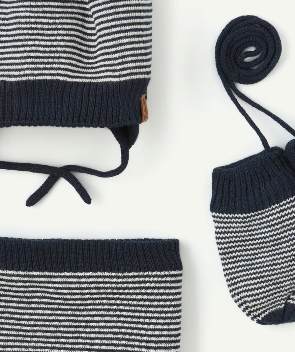 Ensemble tricot rayé bébé garçon bleu marine et blanc