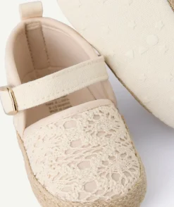 Espadrilles bébé fille à scratch brodées rose