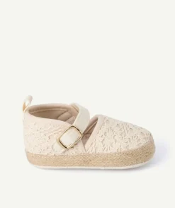 Espadrilles bébé fille à scratch brodées rose