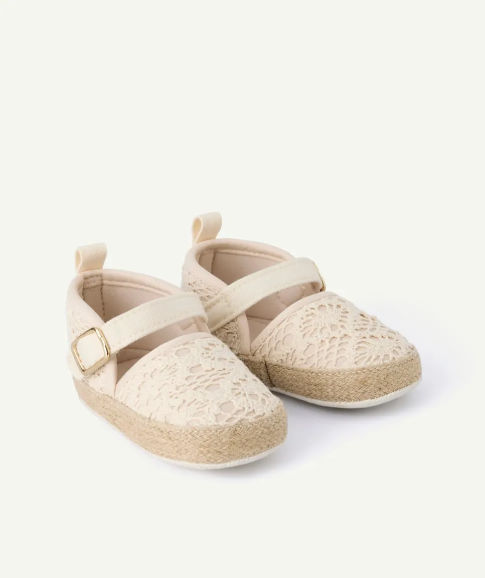 Espadrilles bébé fille à scratch brodées rose