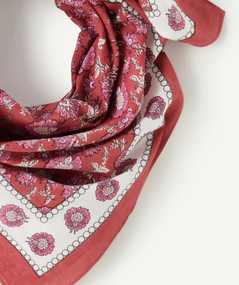 Foulard bandana fille vieux rose imprimé