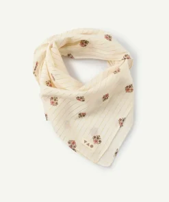Foulard bébé fille écru coton bio imprimé