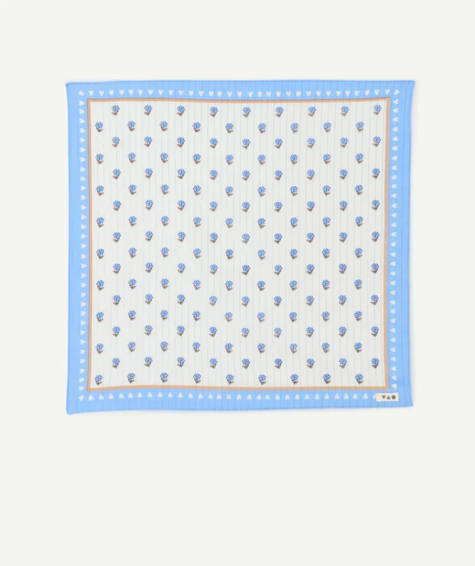 Foulard carré bébé fille imprimé fleurs bleues