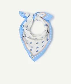 Foulard carré bébé fille imprimé fleurs bleues