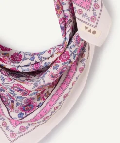 Foulard fille rose imprimé fleuri