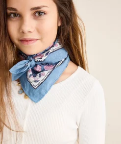 Foulard imprimé floral bleu