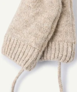 Gants bébé fille maille beige avec lien