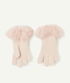 Gants fille avec fourrure rose