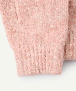 Gants fille maille douce rose chiné