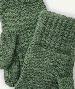 Gants tricotés garçon en coton bio vert