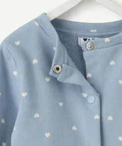 Gilet bébé fille bleu imprimé coeurs