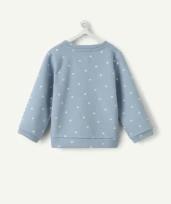 Gilet bébé fille bleu imprimé coeurs