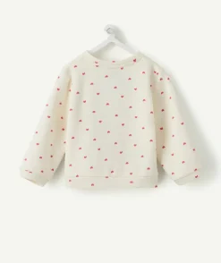 Gilet bébé fille écru imprimé cœurs