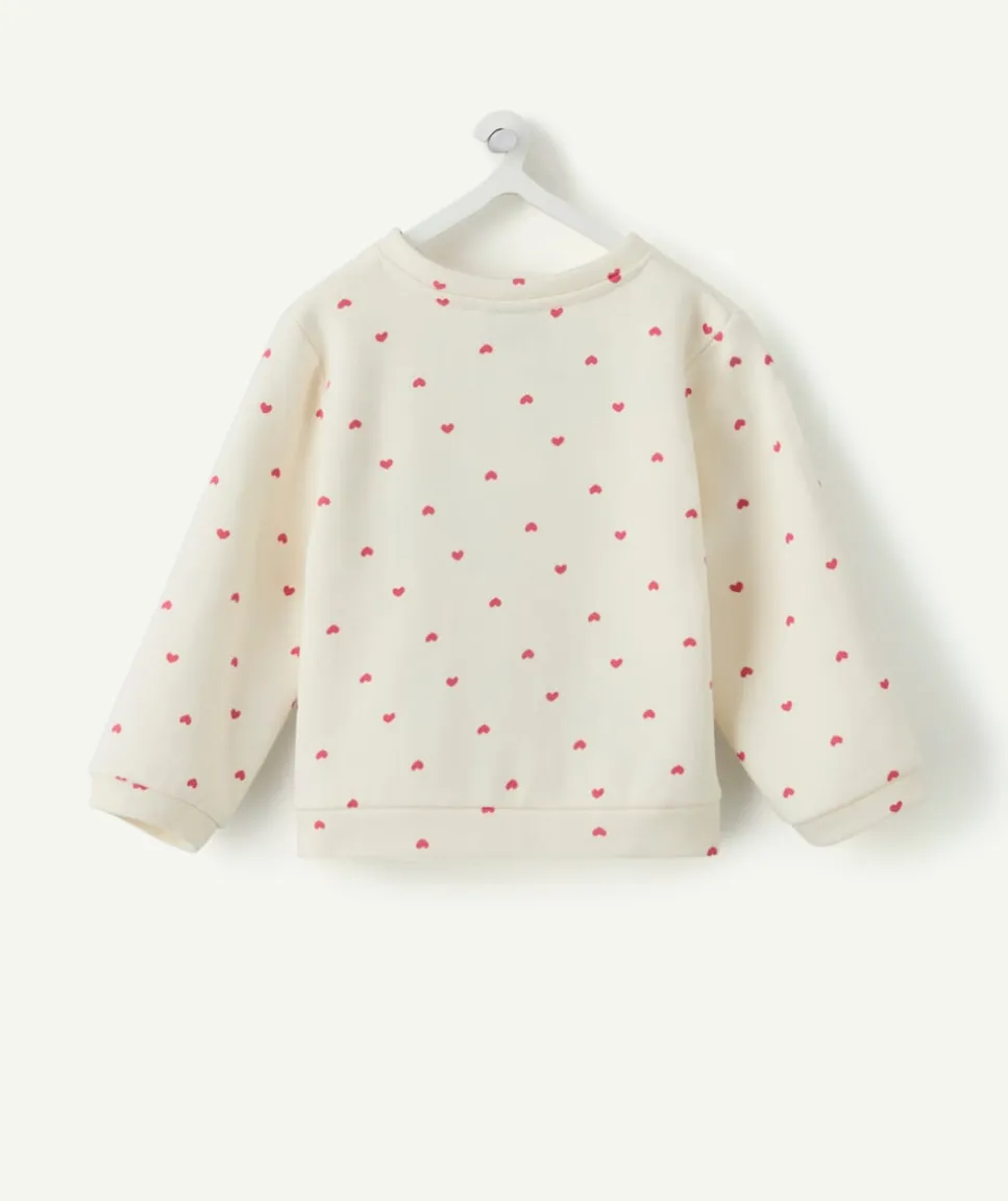 Gilet bébé fille écru imprimé cœurs