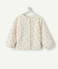 Gilet bébé fille écru imprimé cœurs
